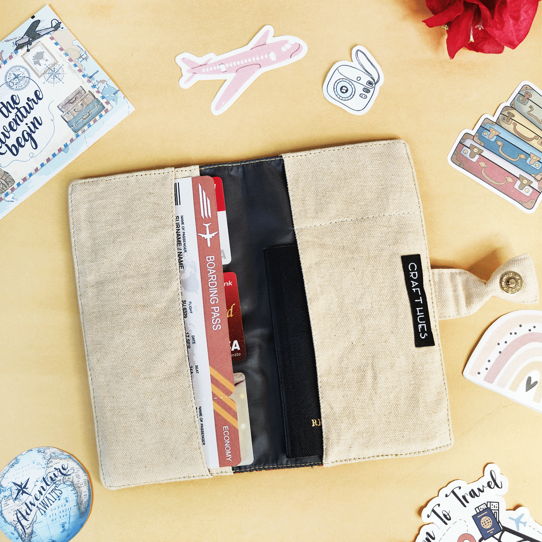 Long Passport Case- Pink Knot