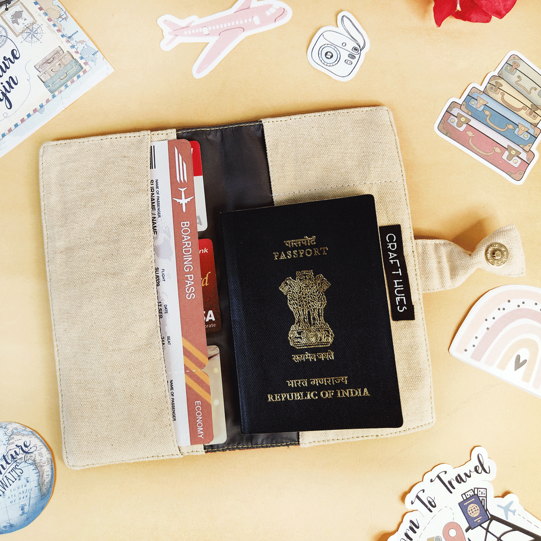 Long Passport Case- Pink Knot