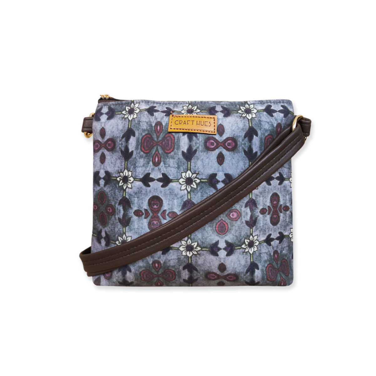 Grey Mughal Floral Sling Bag
