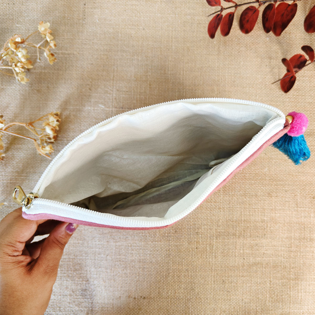 Peach Garden Canvas Pouch