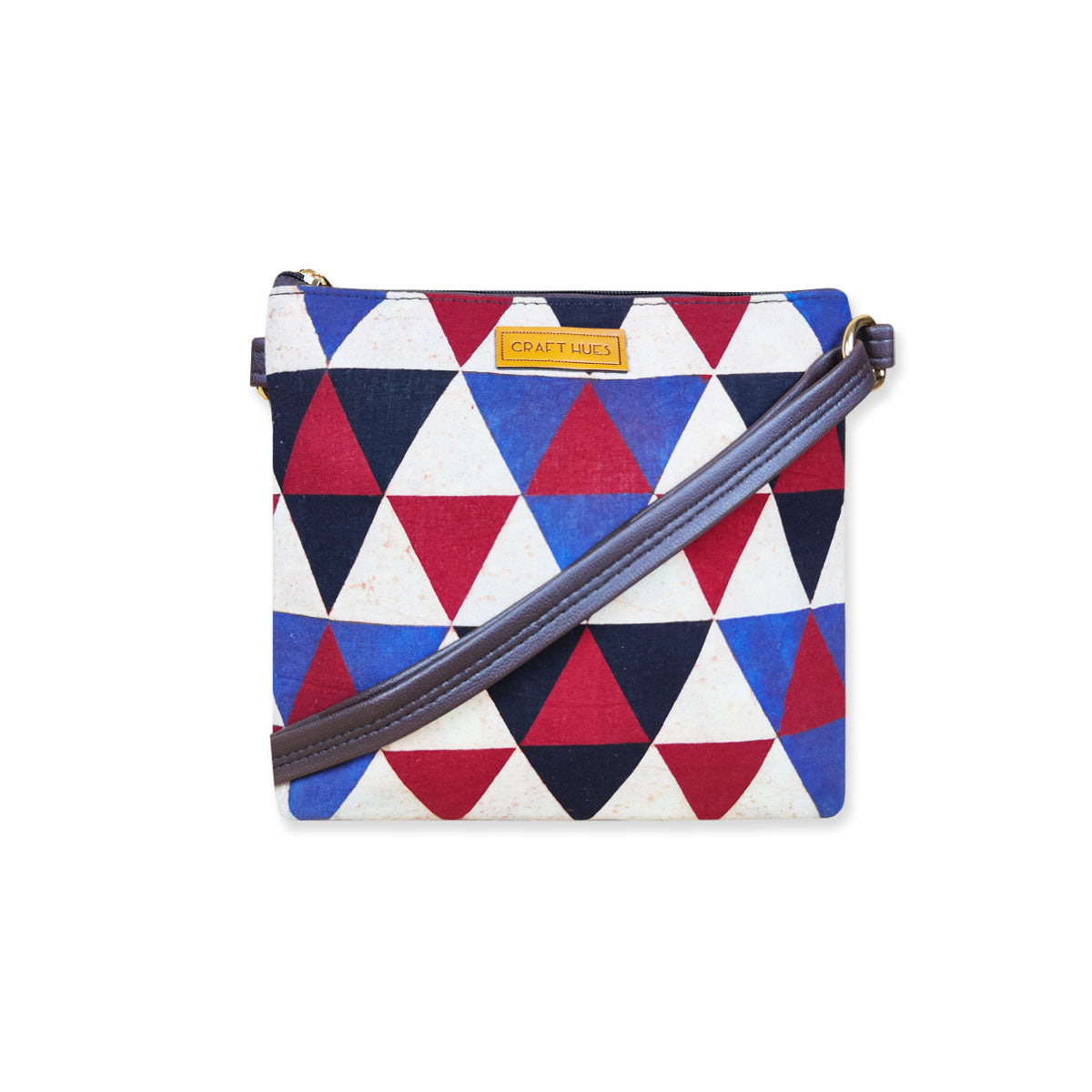 Maroon Triangles Sling Bag