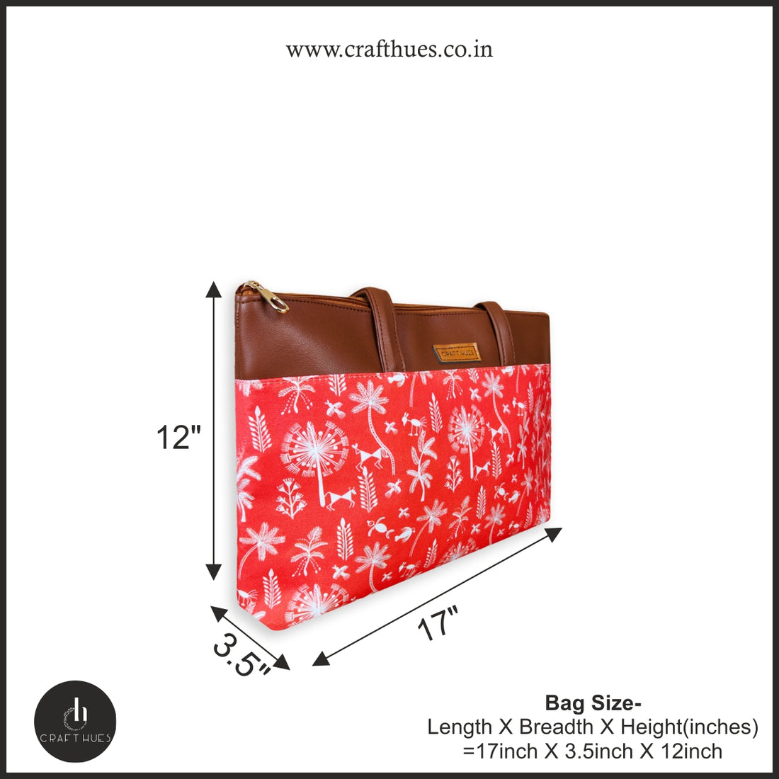 Orange Warli Jungle Tote Bag