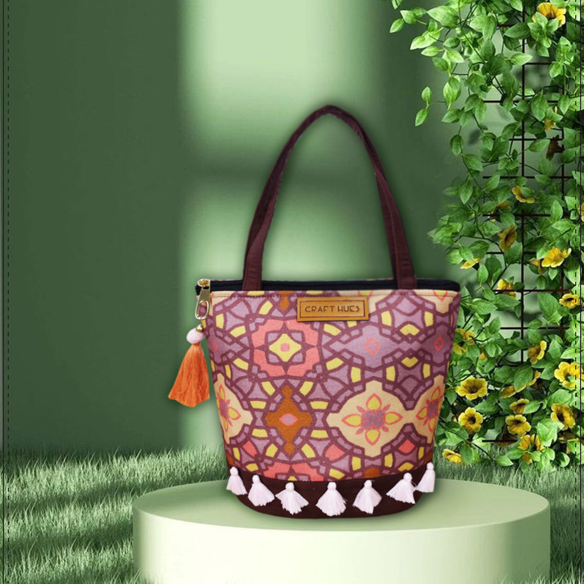 Peach Mughal Bucket Bag