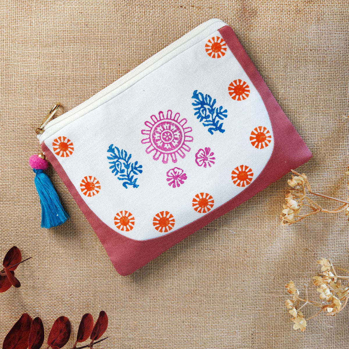 Peach Garden Canvas Pouch