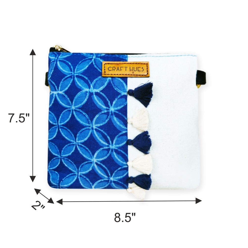 Blue Petals Tiles Sling/Pouch Bag Combo
