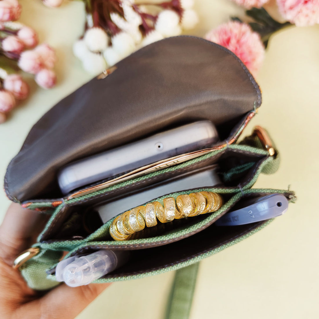 5-Pocket Mobile Sling- Sea-Green Persian