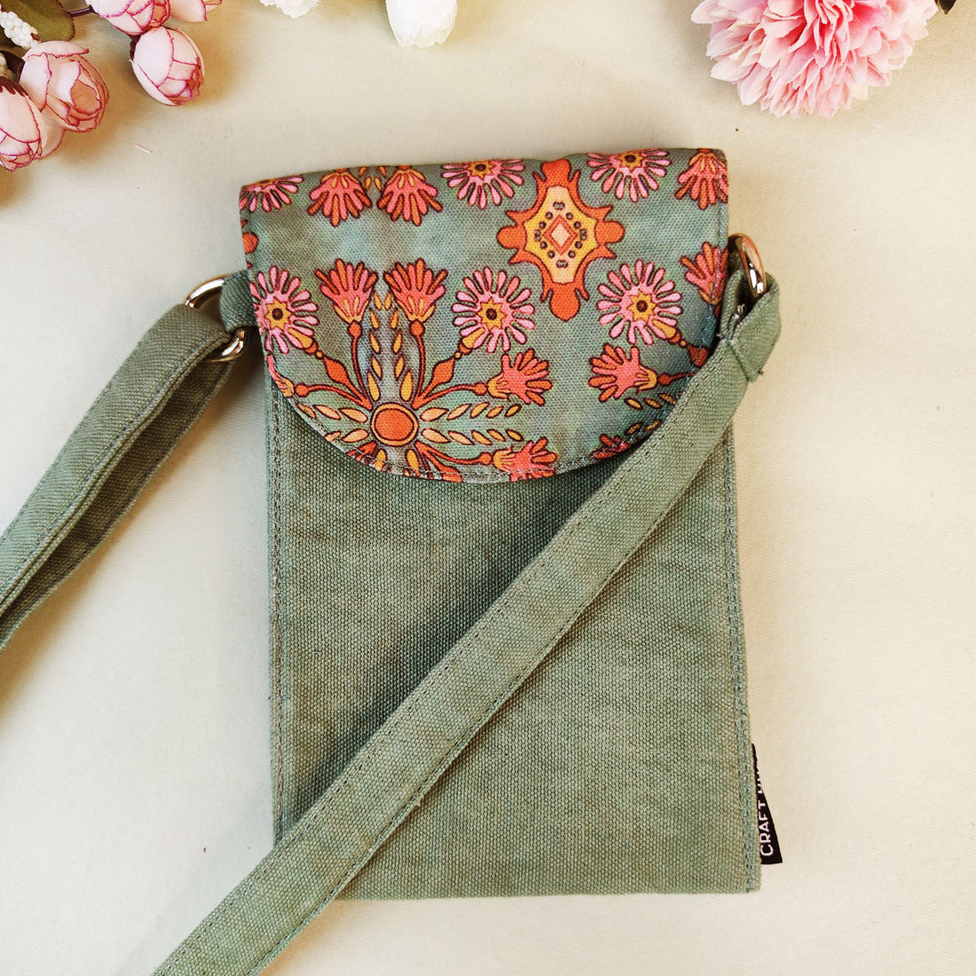 5-Pocket Mobile Sling- Sea-Green Persian