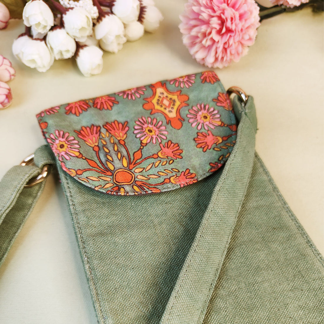 5-Pocket Mobile Sling- Sea-Green Persian