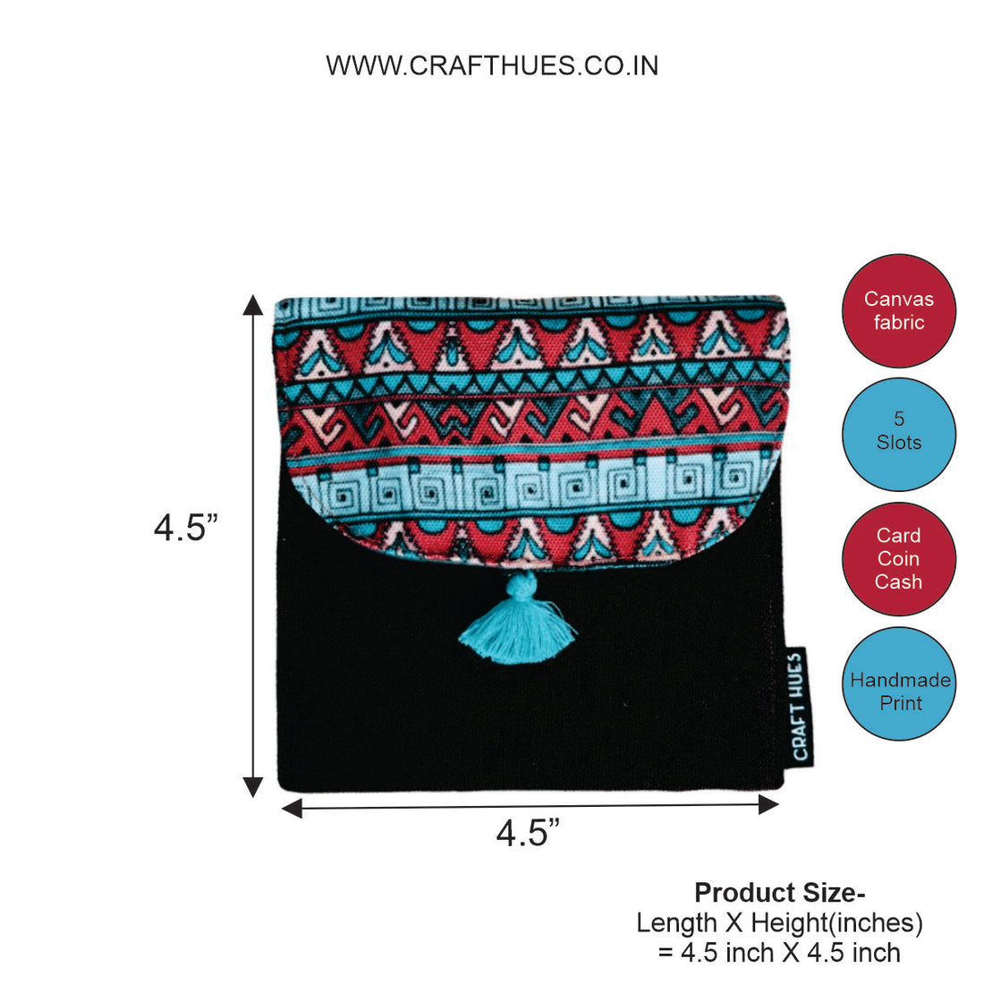 5 COMPARTMENT MINI WALLET-MAROON TEAL AZTEC