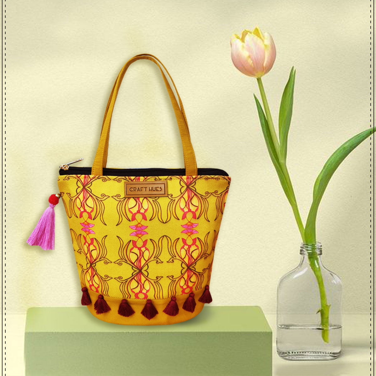 Yellow Mughal Bucket Bag