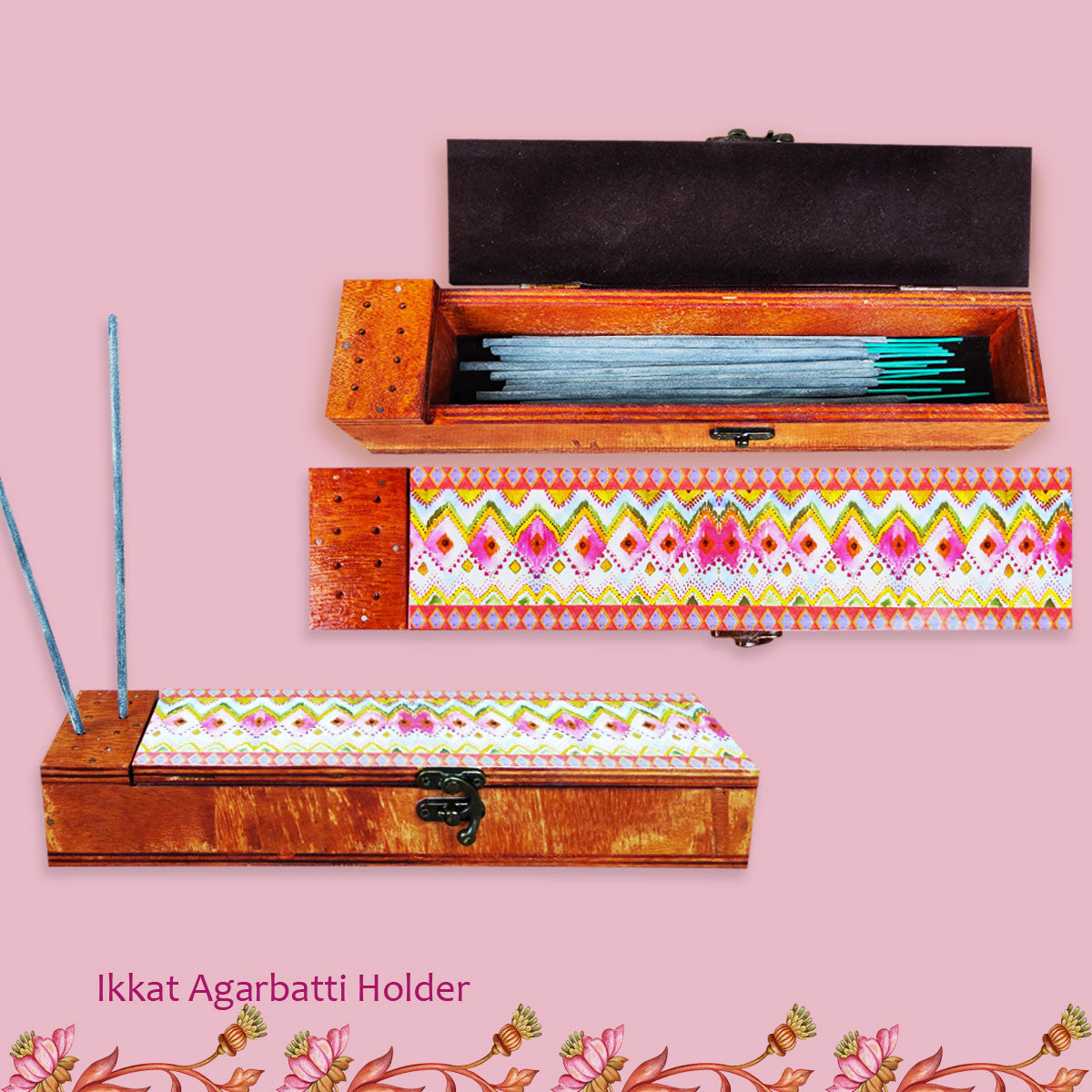 Ikkat Agarbatti Stand & Storage Box