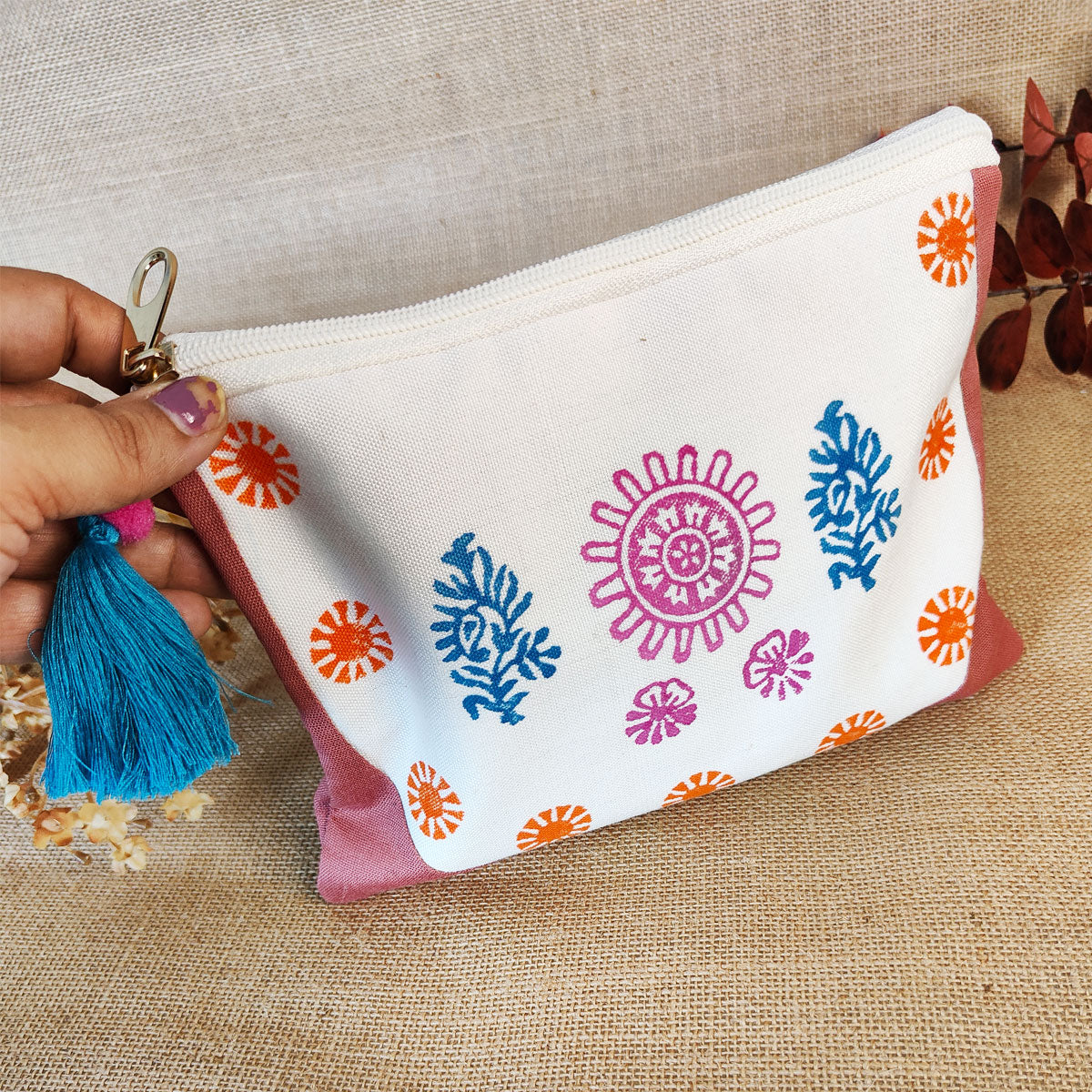 Peach Garden Canvas Pouch