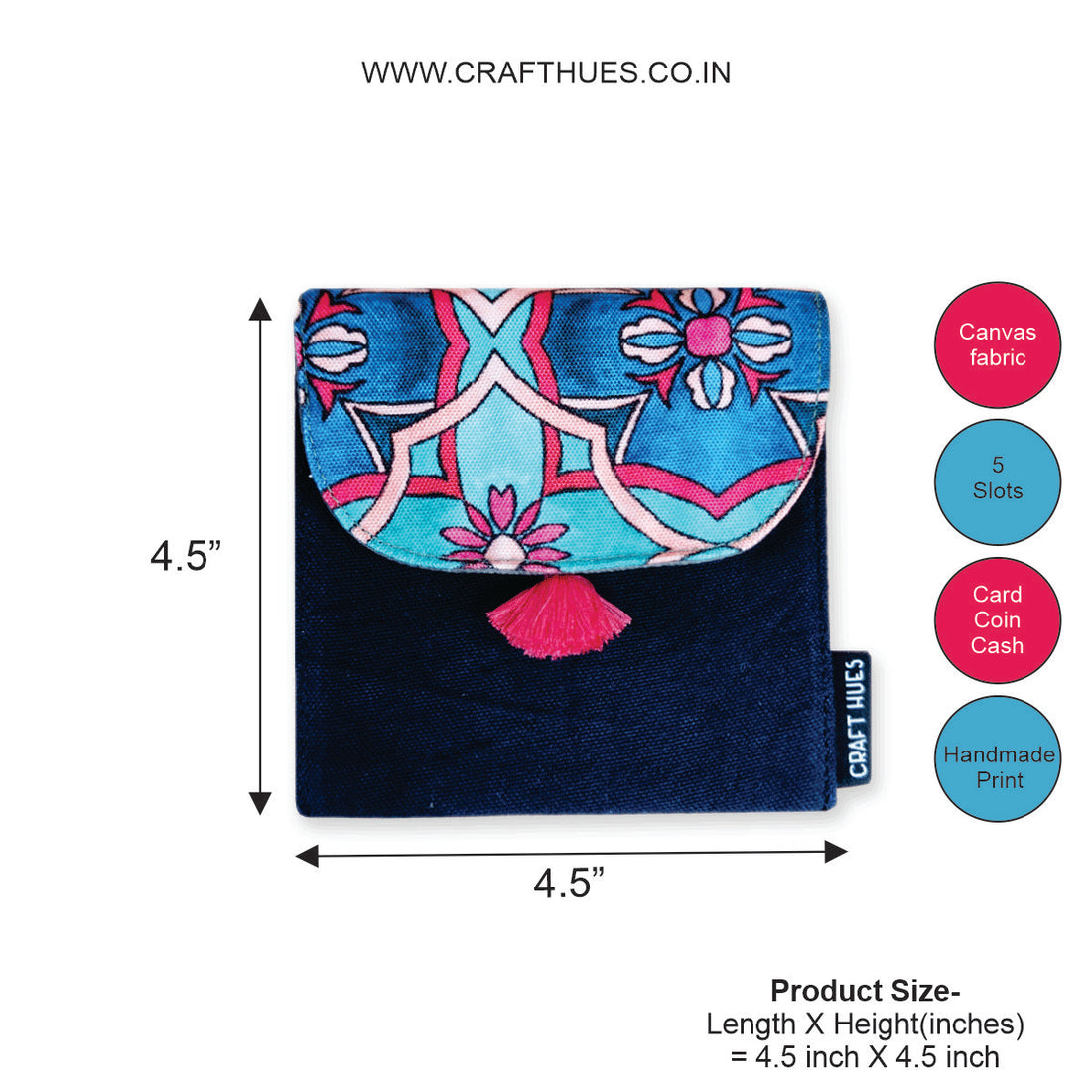 5 COMPARTMENT MINI WALLET-TEAL TILE