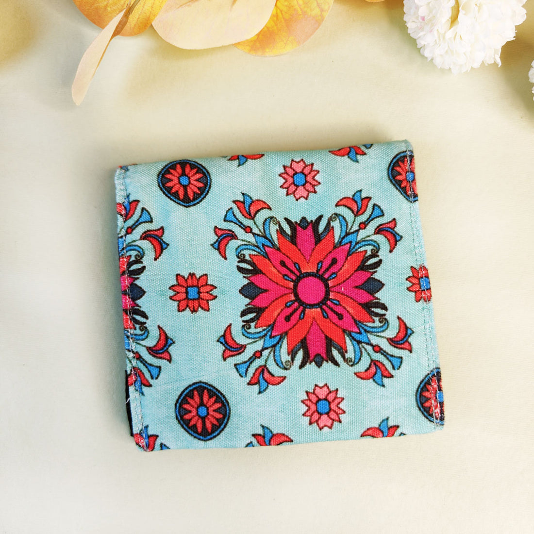 5 COMPARTMENT MINI WALLET- RED TEAL TILE