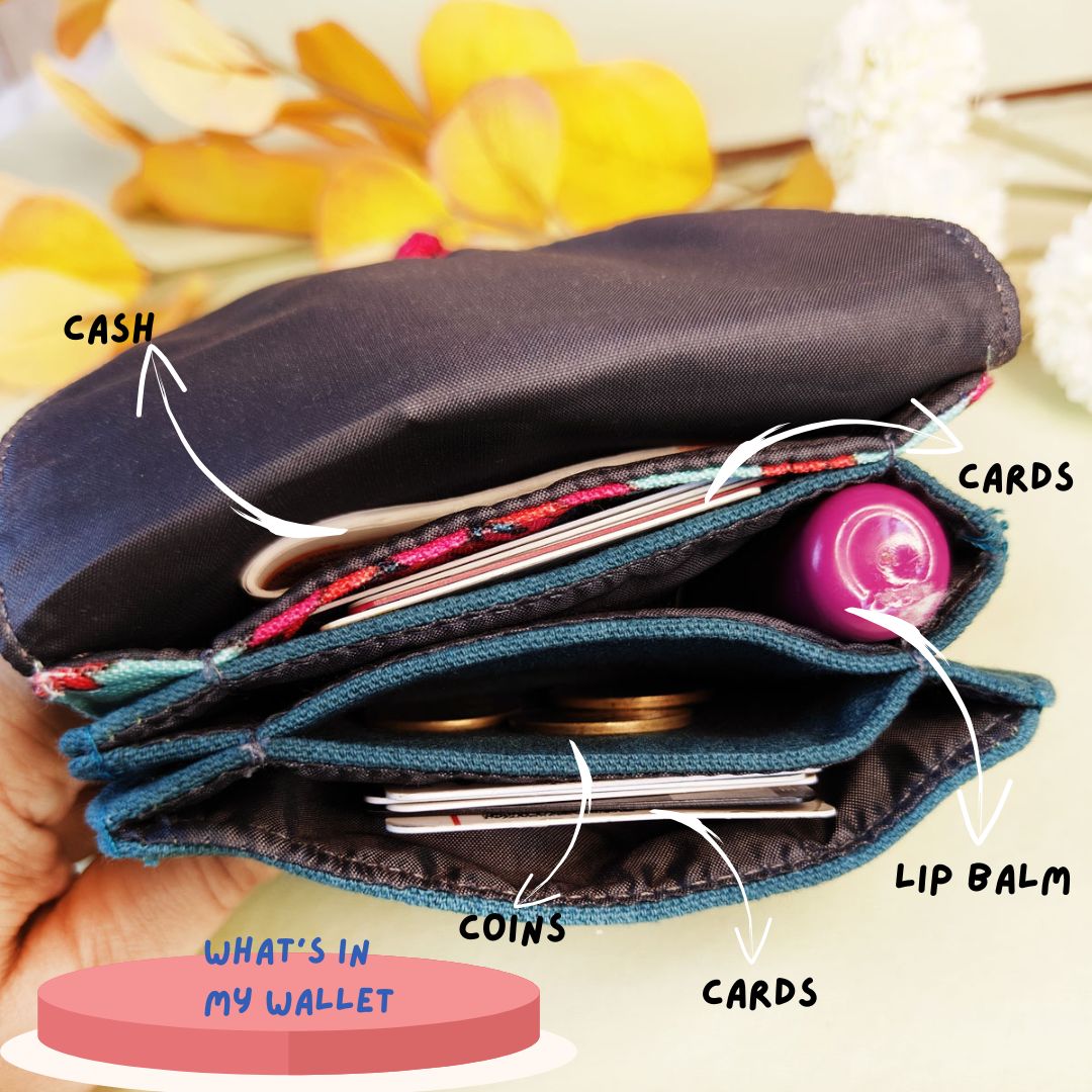 5 COMPARTMENT MINI WALLET- RED TEAL TILE