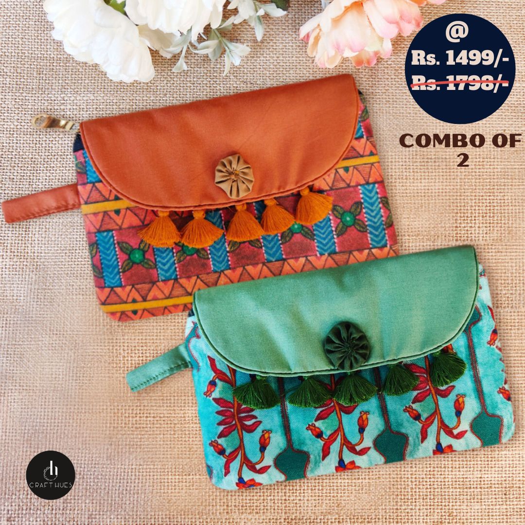 Orange-Green Aztec Wallet Combo