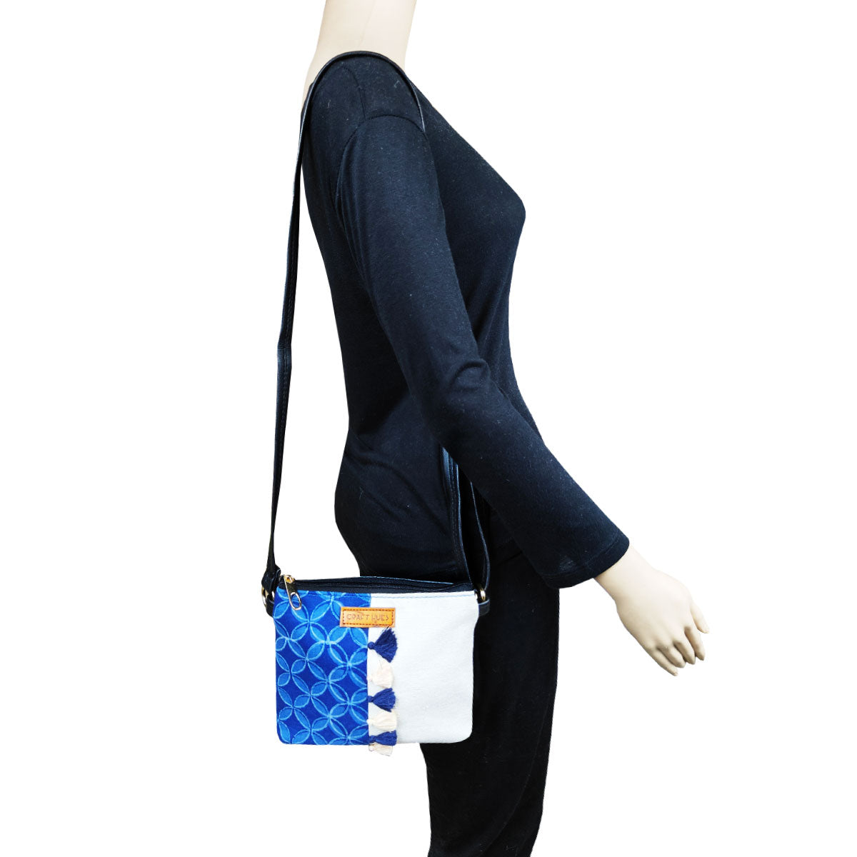 Blue Petals Tiles Sling/Pouch Bag Combo