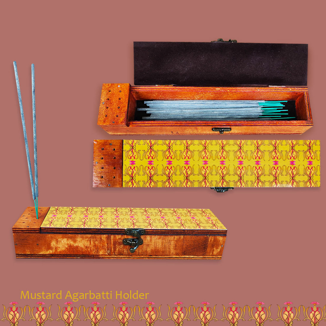 Mustard Agarbatti Stand & Storage Box