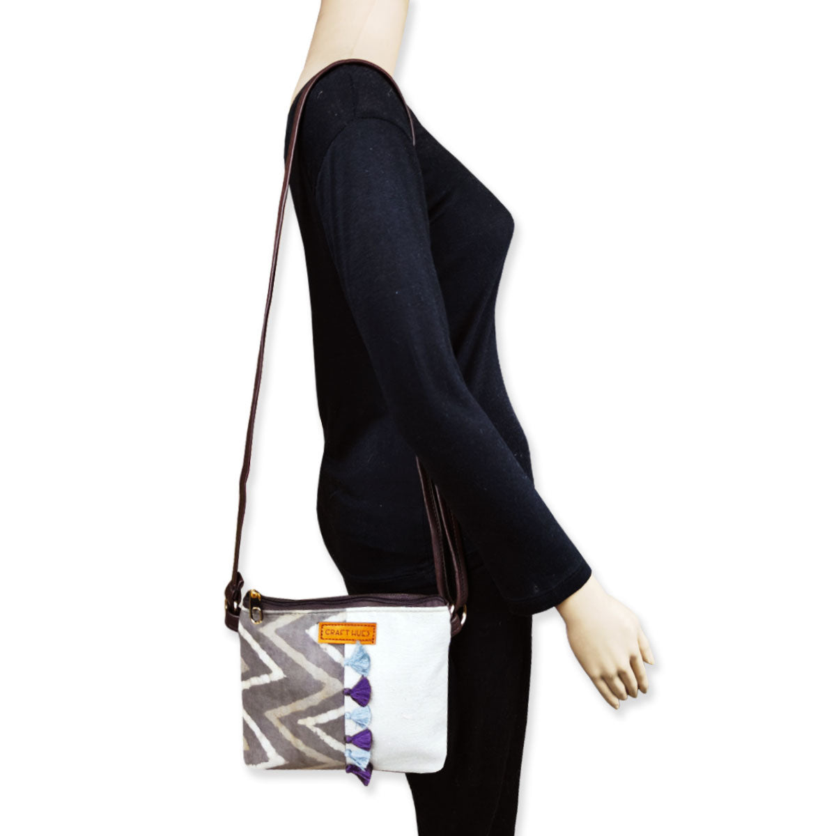 Grey Purple Sling/Pouch Bag Combo