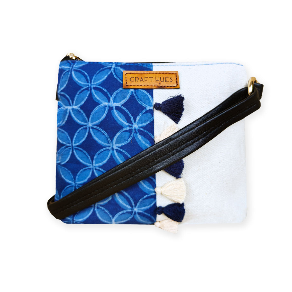 Blue Petals Tiles Sling/Pouch Bag Combo