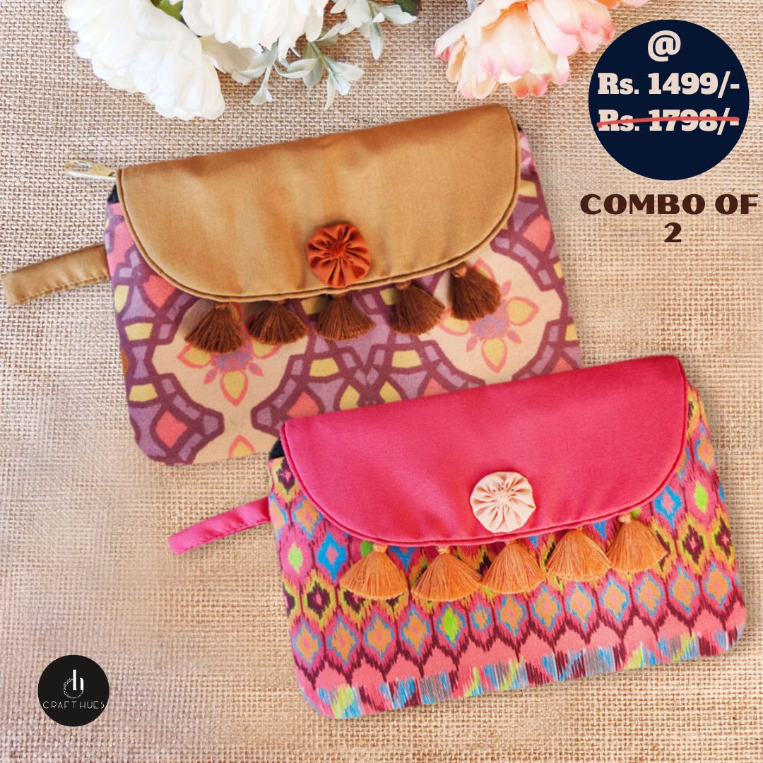 Golden-Pink Tiles Wallet Combo