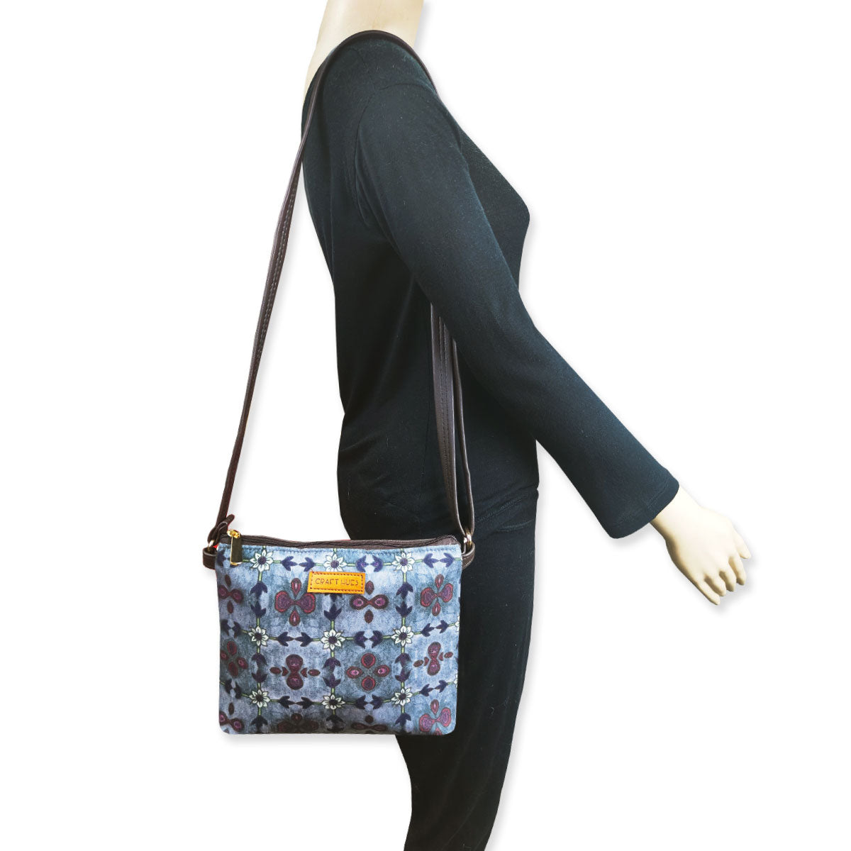 Grey Mughal Floral Sling Bag