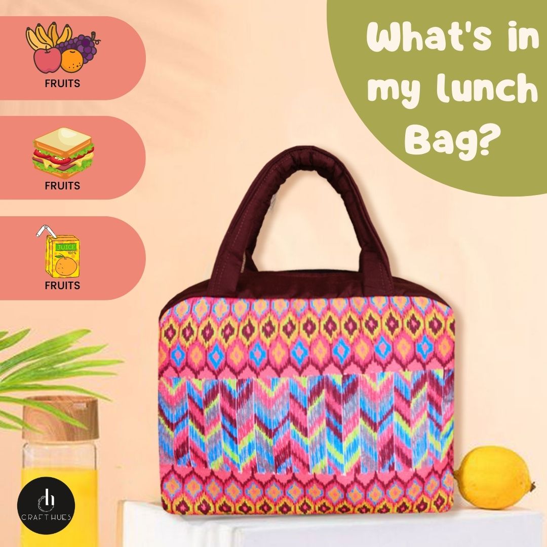 Brown Ikkat Lunch Bag