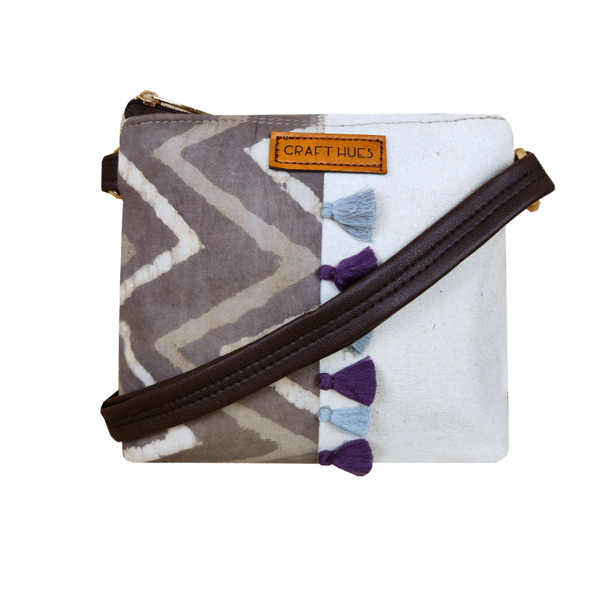 Grey Purple Sling/Pouch Bag Combo