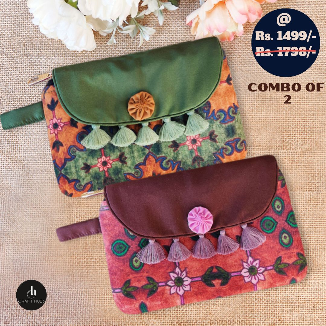 Green-Maroon Mughal Wallet Combo