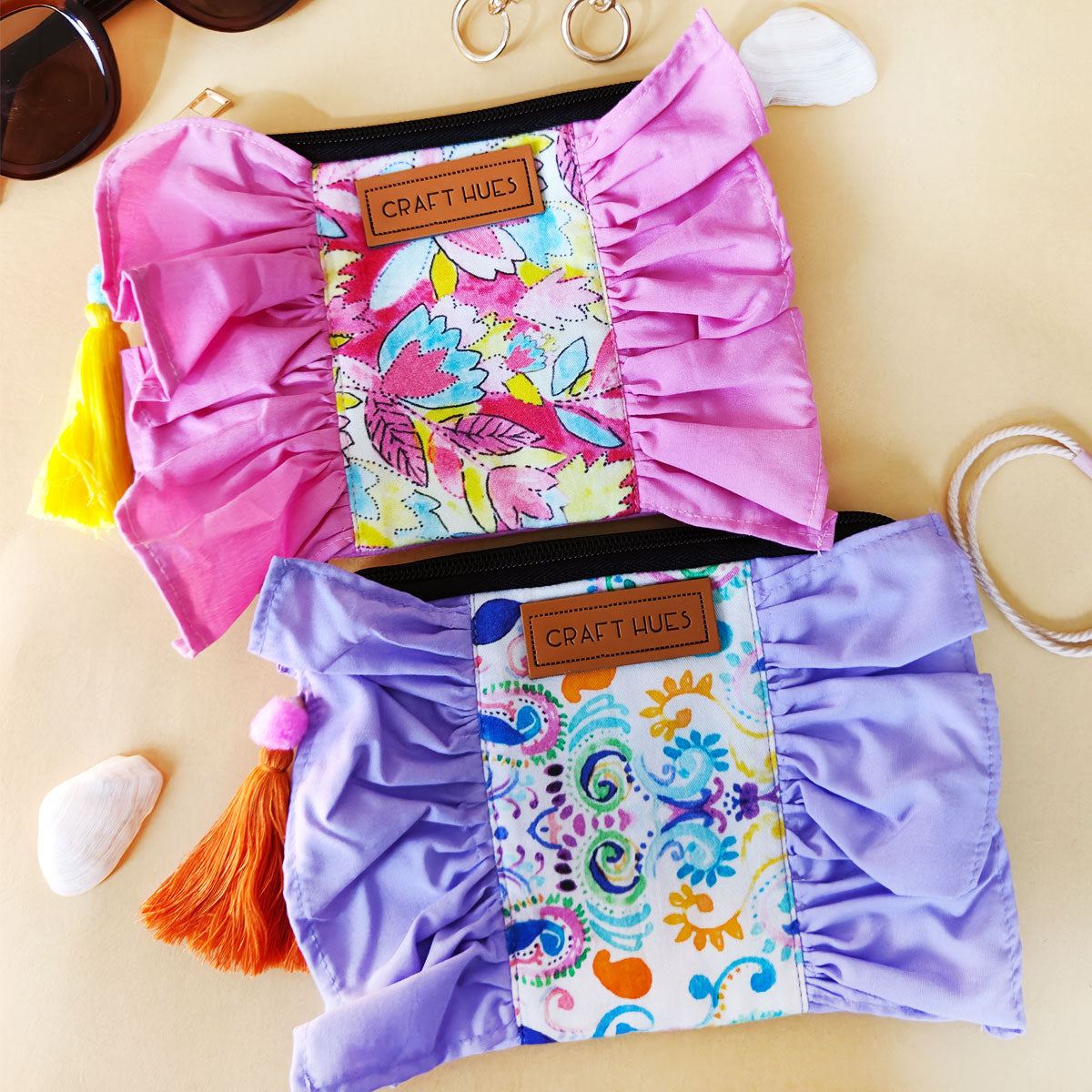 Pink World Ruffle Pouch Bag Combo