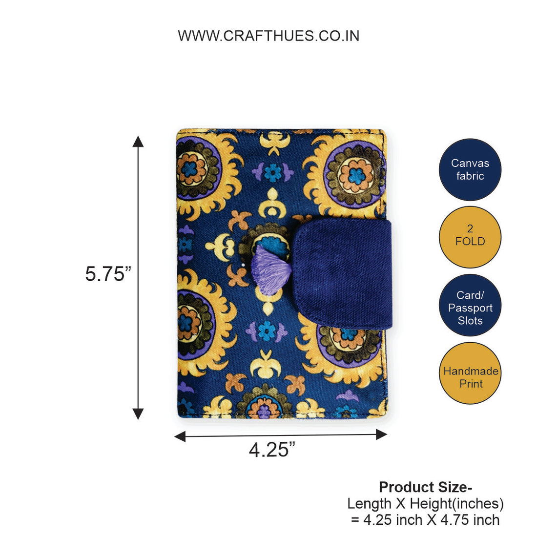 Passport Case- Blue Suzani