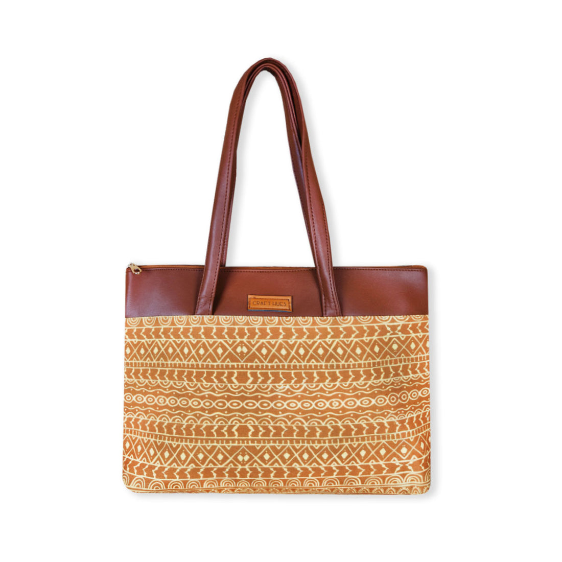 Mustard Warli Border Tote Bag