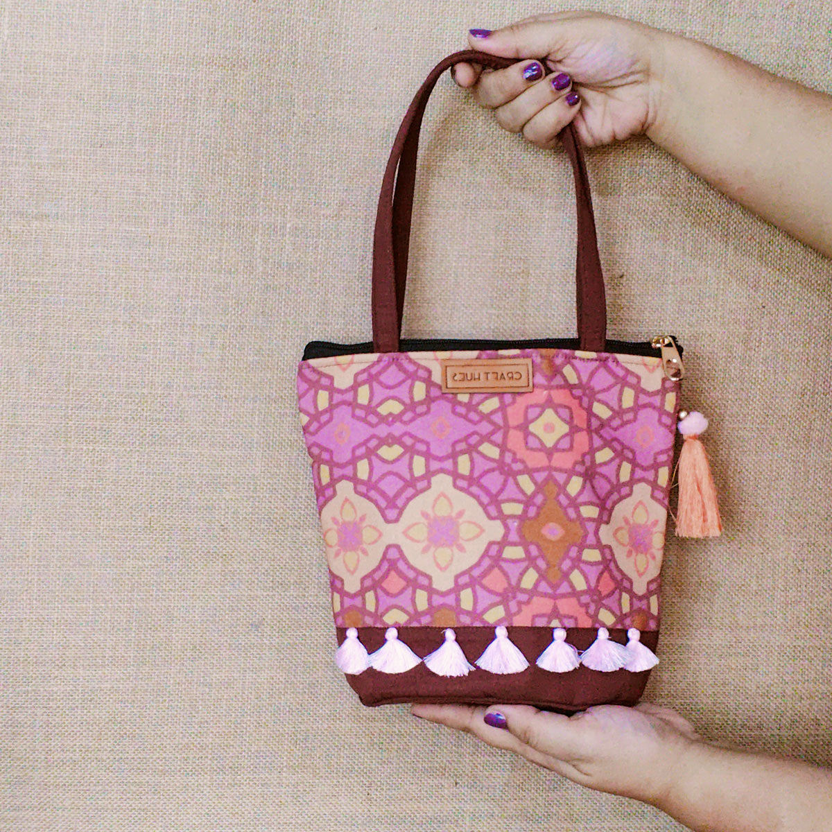Peach Mughal Bucket Bag