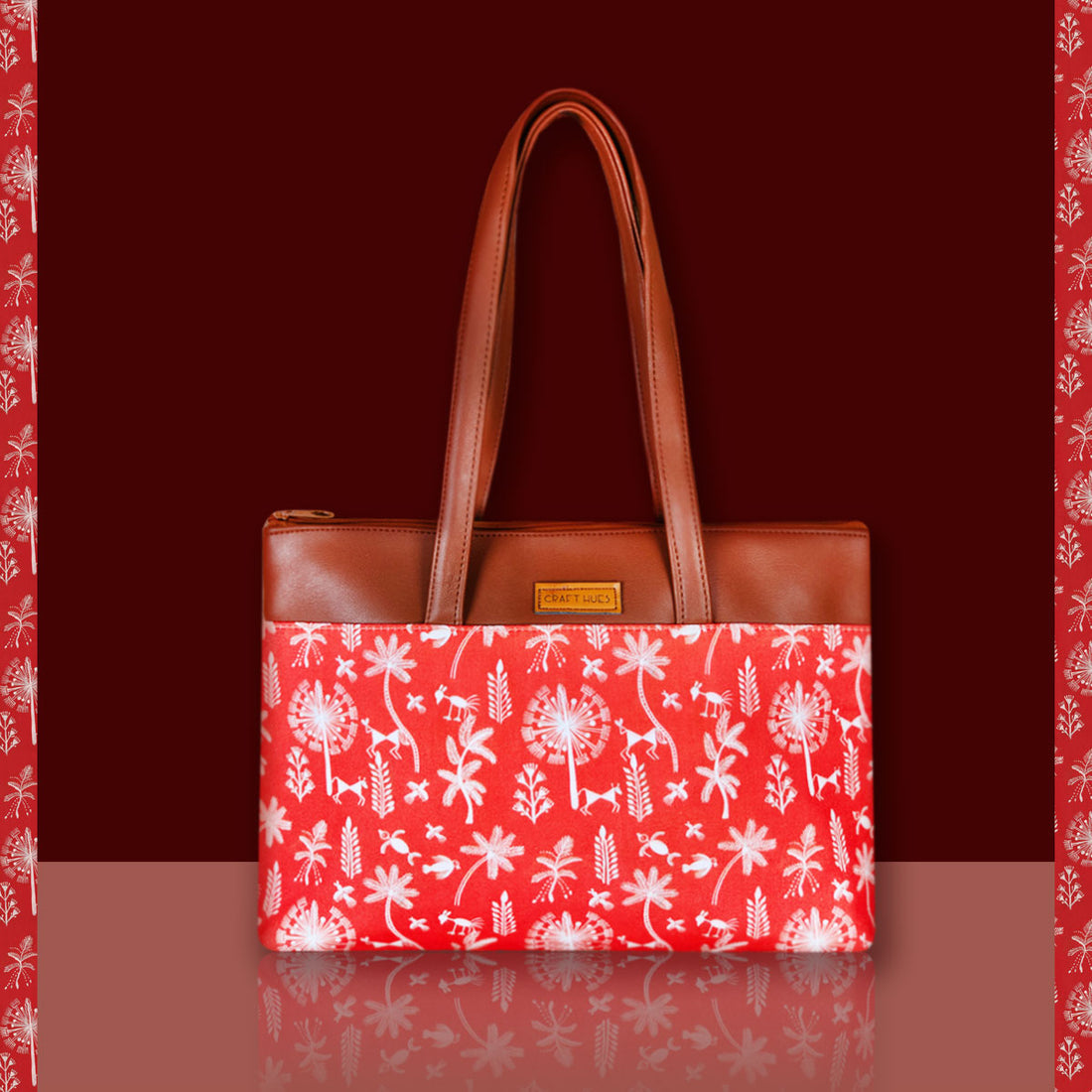 Orange Warli Jungle Tote Bag