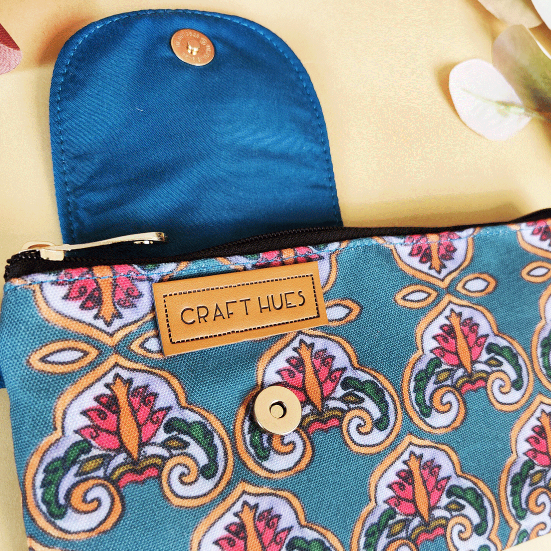 Side Flap Wallet- Blue Jharokha