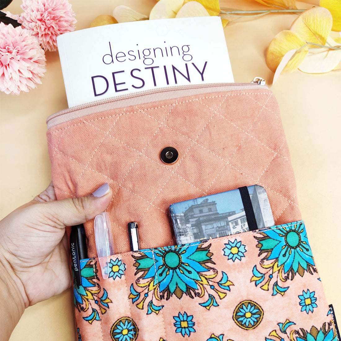 Book Cover-Peach Aqua Tile
