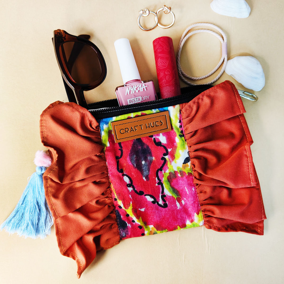 Brown Ikkat Pouch Bag Combo