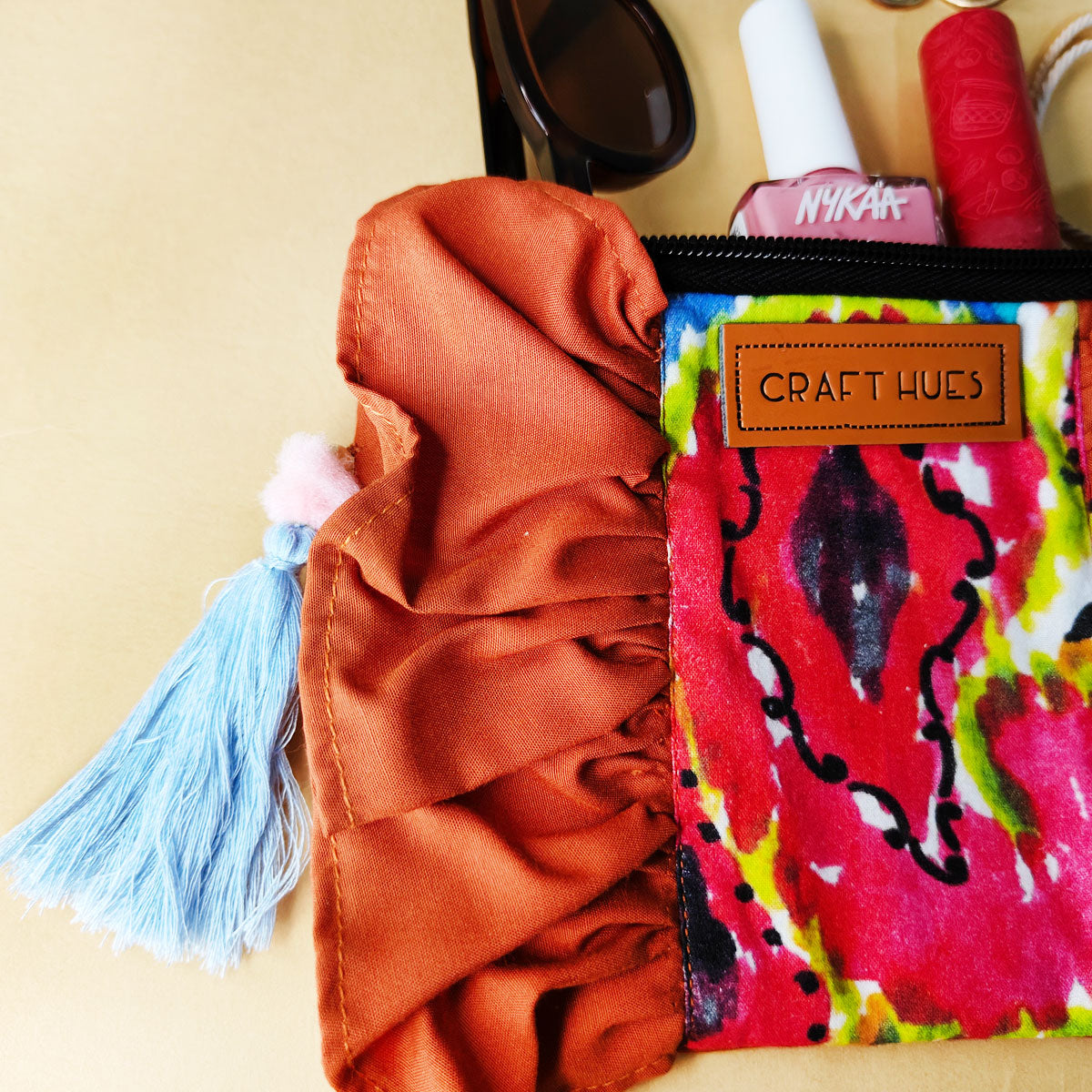 Brown Ikkat Pouch Bag