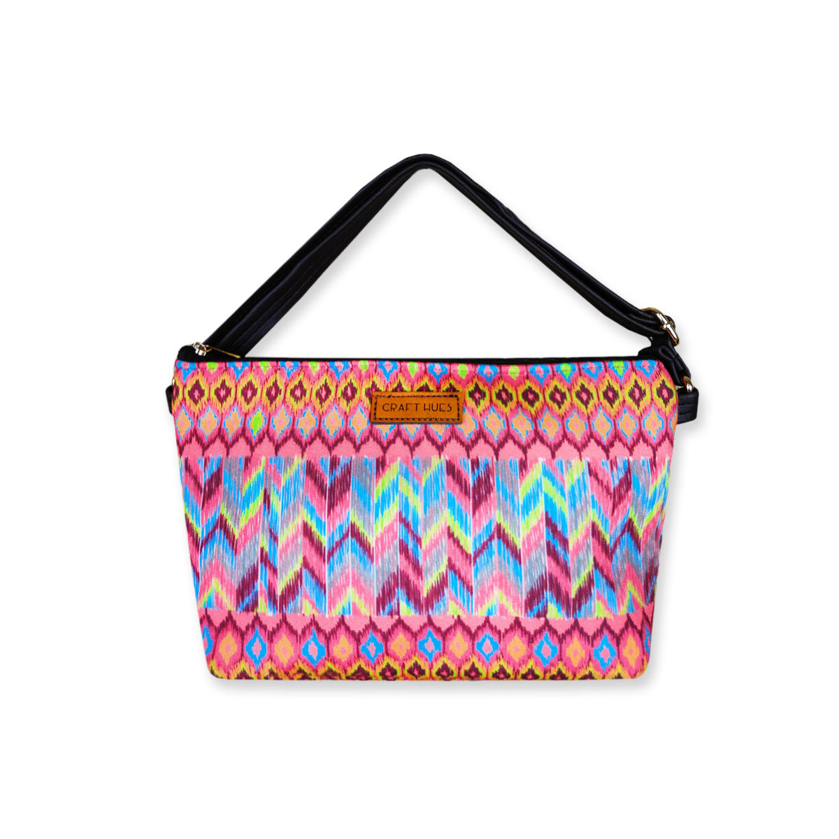 Brown Ikkat Baguette with Pouch