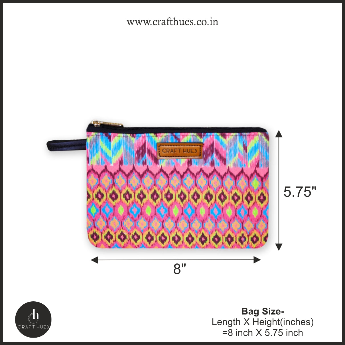 Brown Ikkat Baguette with Pouch