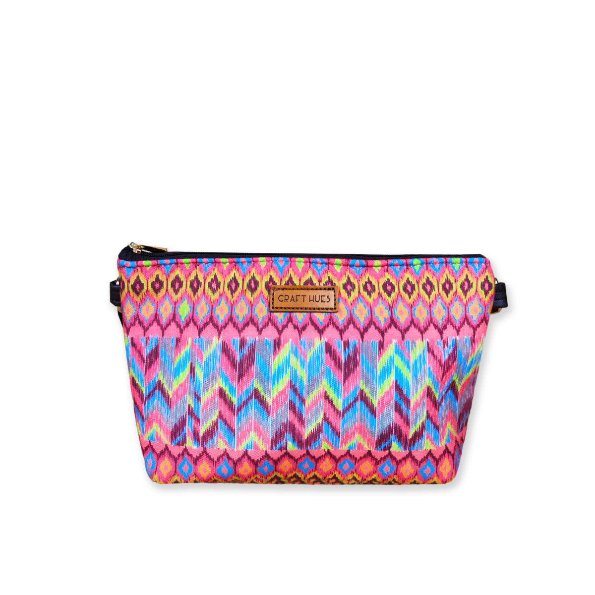 Brown Ikkat Baguette with Pouch
