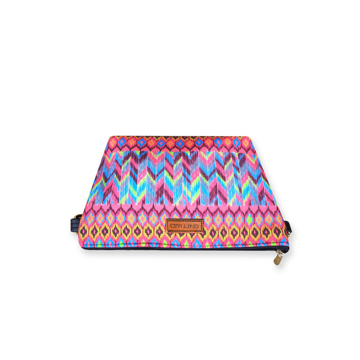 Brown Ikkat Baguette with Pouch