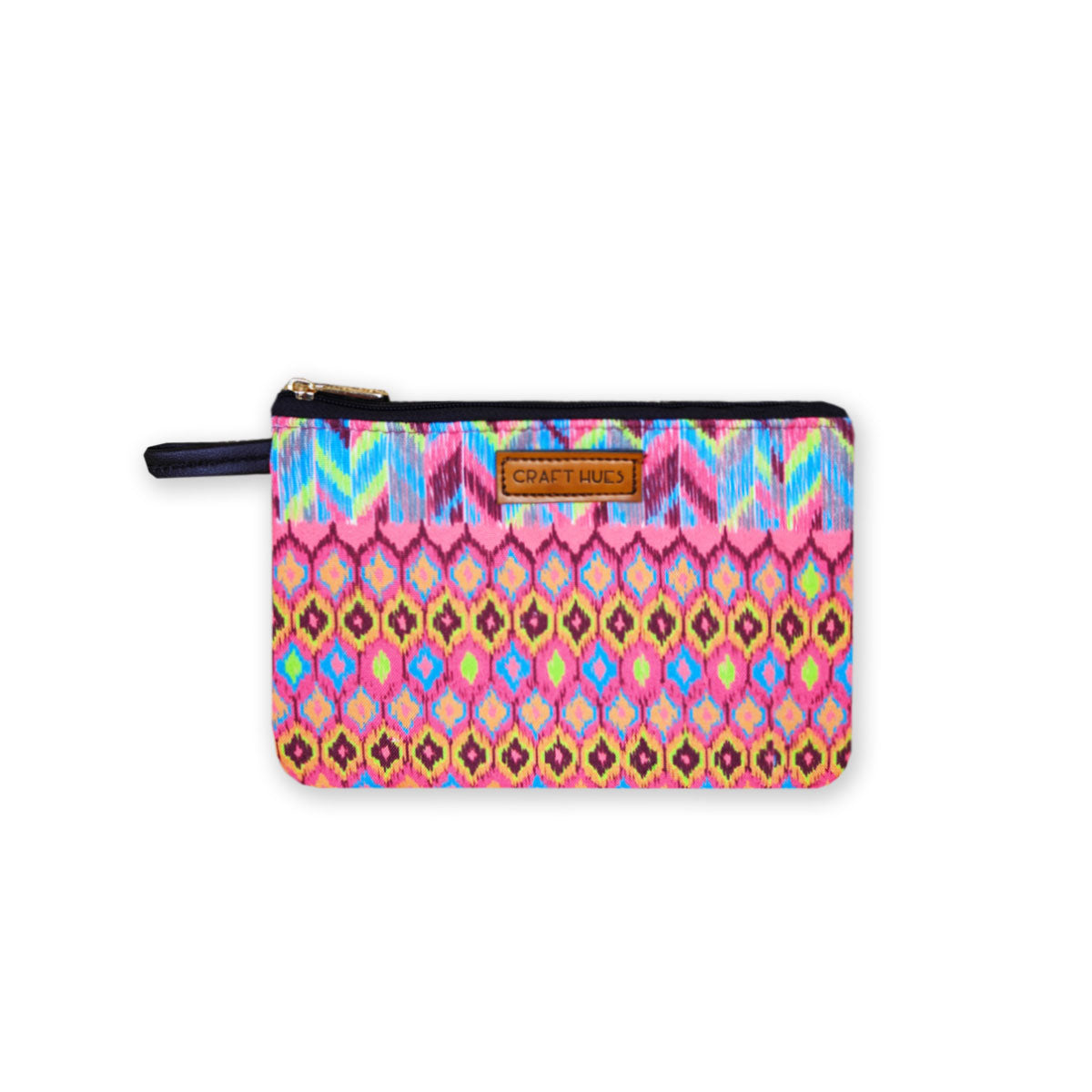Brown Ikkat Baguette with Pouch
