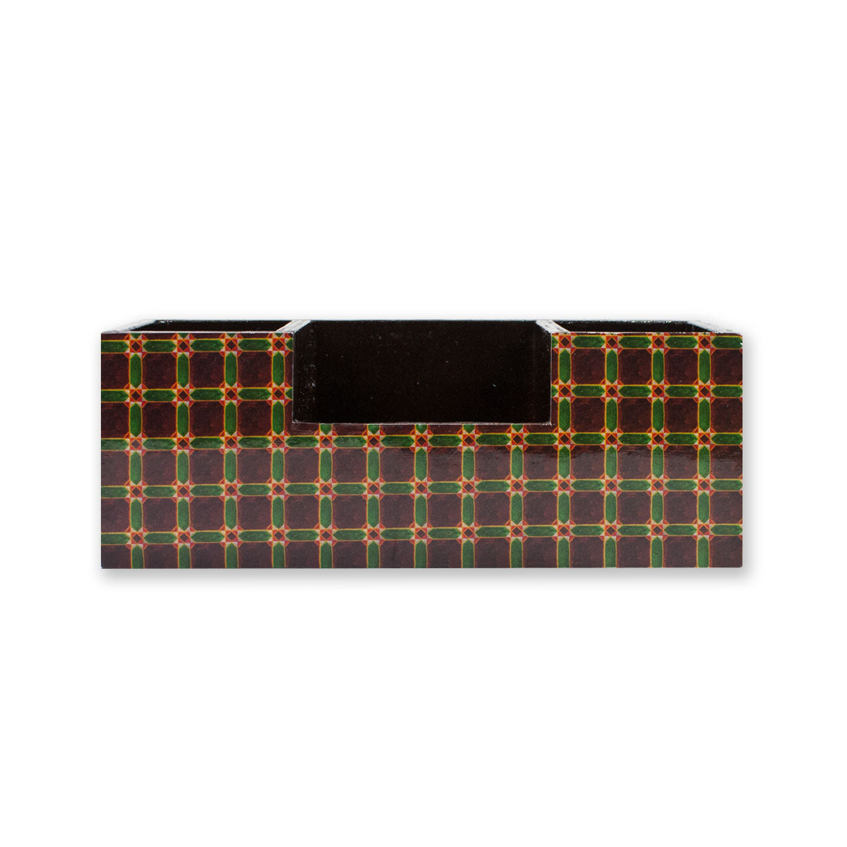 Checks Wooden Table Organizer