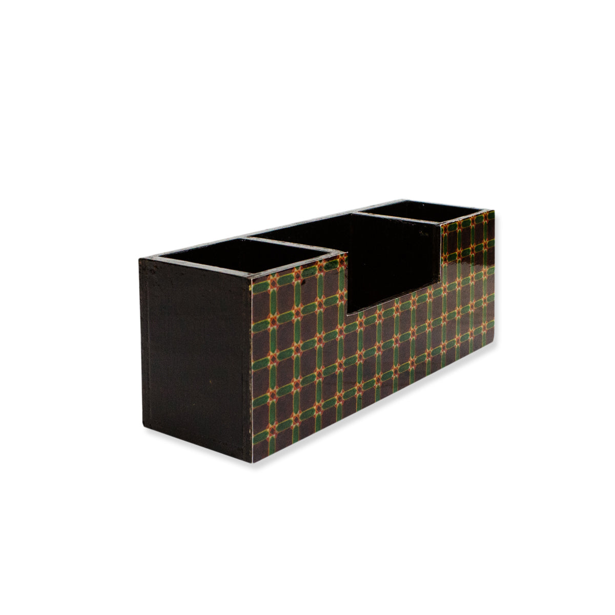Checks Wooden Table Organizer