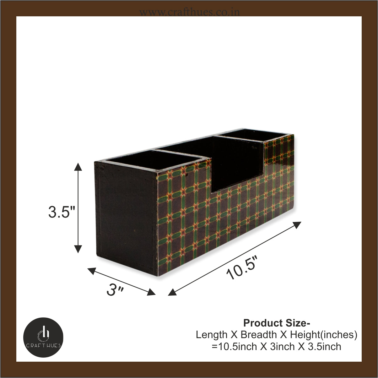 Checks Wooden Table Organizer