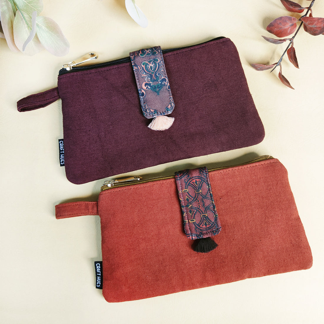 Long Plain Wallet Combo - Maroon/Rust Orange