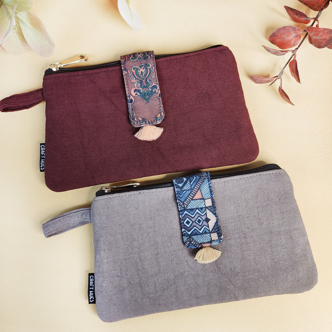 Long Plain Wallet Combo - Maroon/Grey