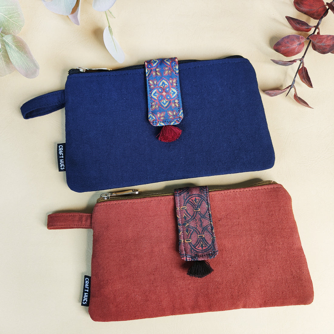 Long Plain Wallet Combo - Blue/Rust-Orange