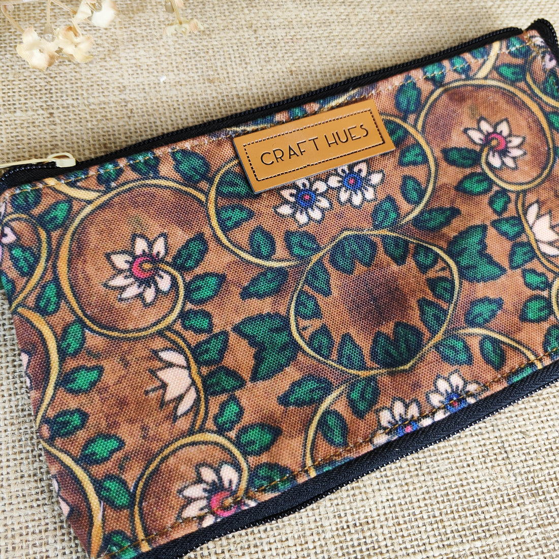 Dual-Zip Kalamkari Brown Garden